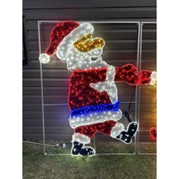 Large LED Santa Dancing with Rudolph Rope Light Motif