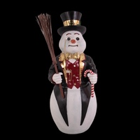 4 Foot Snowman with Candy Cane and Broom 