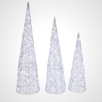 3 Piece LED Cone Tree Set Silver - AVAILABLE OCTOBER 2024