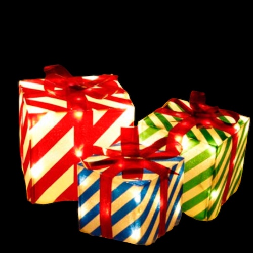 Lit Up Gift Boxes - Stripes - Avail October 2024