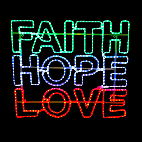 FAITH HOPE LOVE Rope Light Motif - Available May 2024