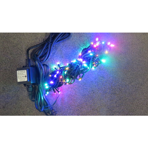 20m Multi  LED String -green wire