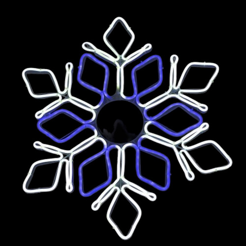 Neon Blue & White Snowflake Motif