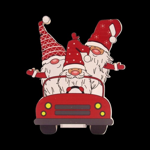 Christmas MDF Gnomes in Car