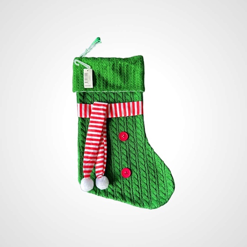 Green Christmas Stocking with Scarf