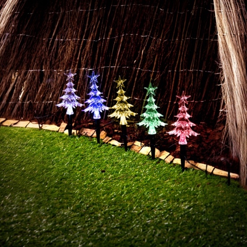 Solar Mini Tree Path Lights - multi colour
