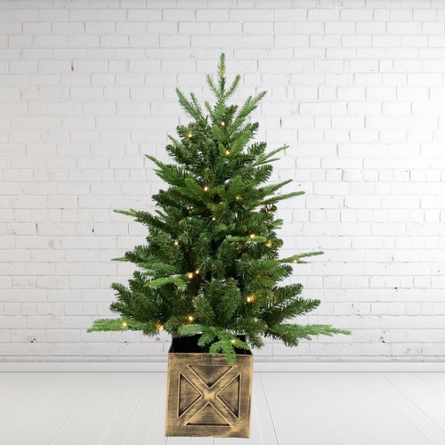 90cm Square Potted Warm White Christmas Tree