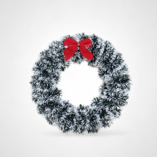 Tinsel Snowy Wreath - 28cm