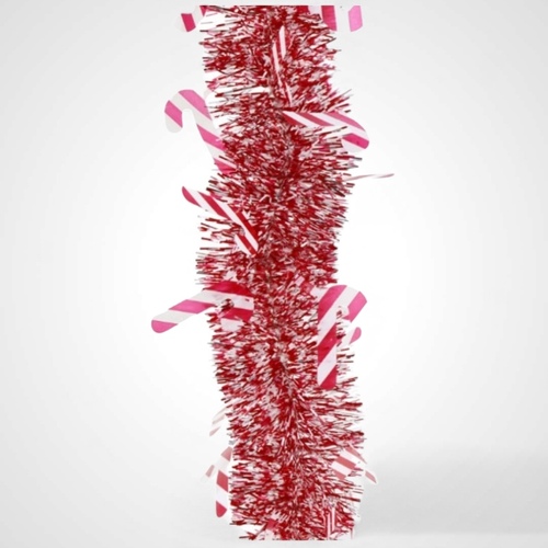 2m Candy Cane Striped Tinsel(Dark)-AVAIL OCT 2024