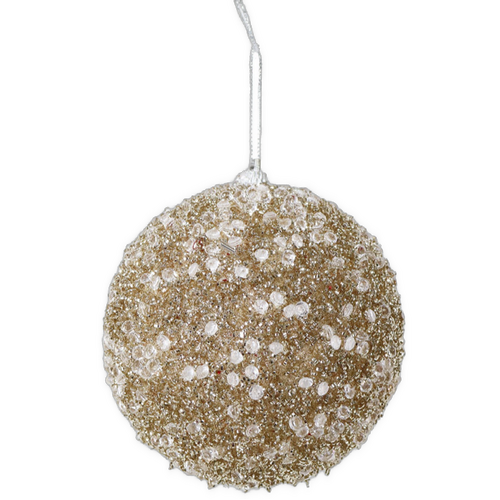 10cm White Icy Tinsel Bauble - AVAIL OCT 2024