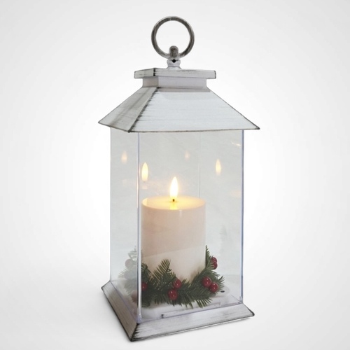 LED Pillar Candle Lantern w/Berries(A) -AVAIL OCT 2024