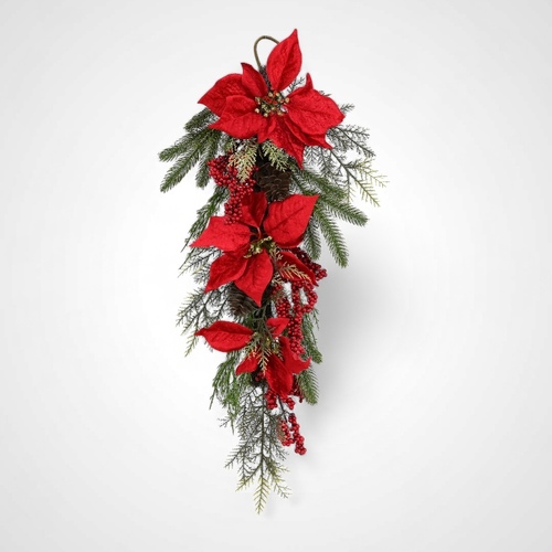 Red Poinsettia Hanging Deco - AVAIL OCT 2024