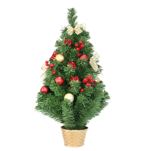 60cm Potted Pine Tree Red/Gold - AVAIL OCT 2024
