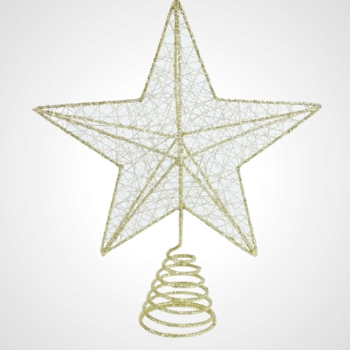 20cm Gold Glitter Wire Star Topper - AVAIL OCT 2024