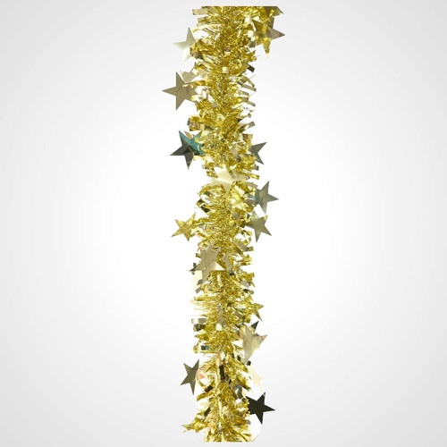 2m Gold DieCut Stars Tinsel  Wide -AVAIL OCT 2024