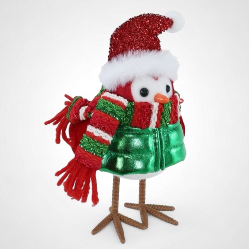 20cm Dressed Festive Birds (Red Santa Hat)- AVAIL OCT 2024