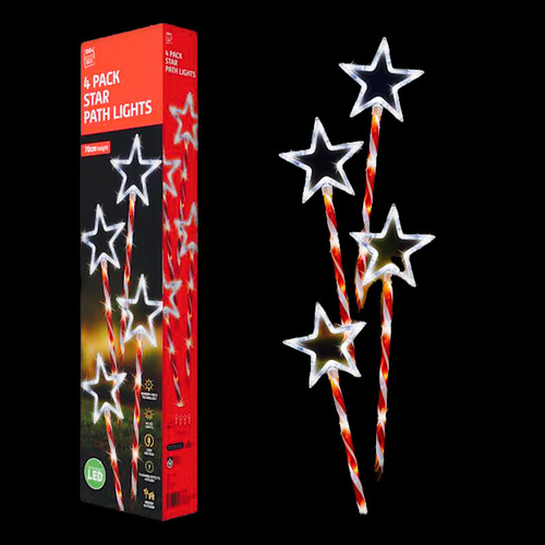 LED Candy Cane Star Path Lights - 4 pieces - avail October 24