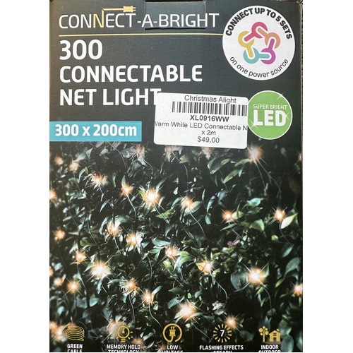 Warm White LED Connectable Net -3m x 2m  