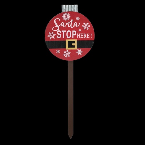 Christmas Santa Stop Here Bauble Stake - 7 assorted.