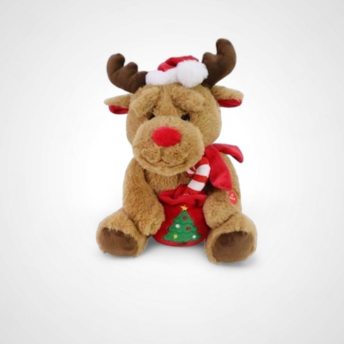 Musical Reindeer with Moving Eyebrows 28cm -