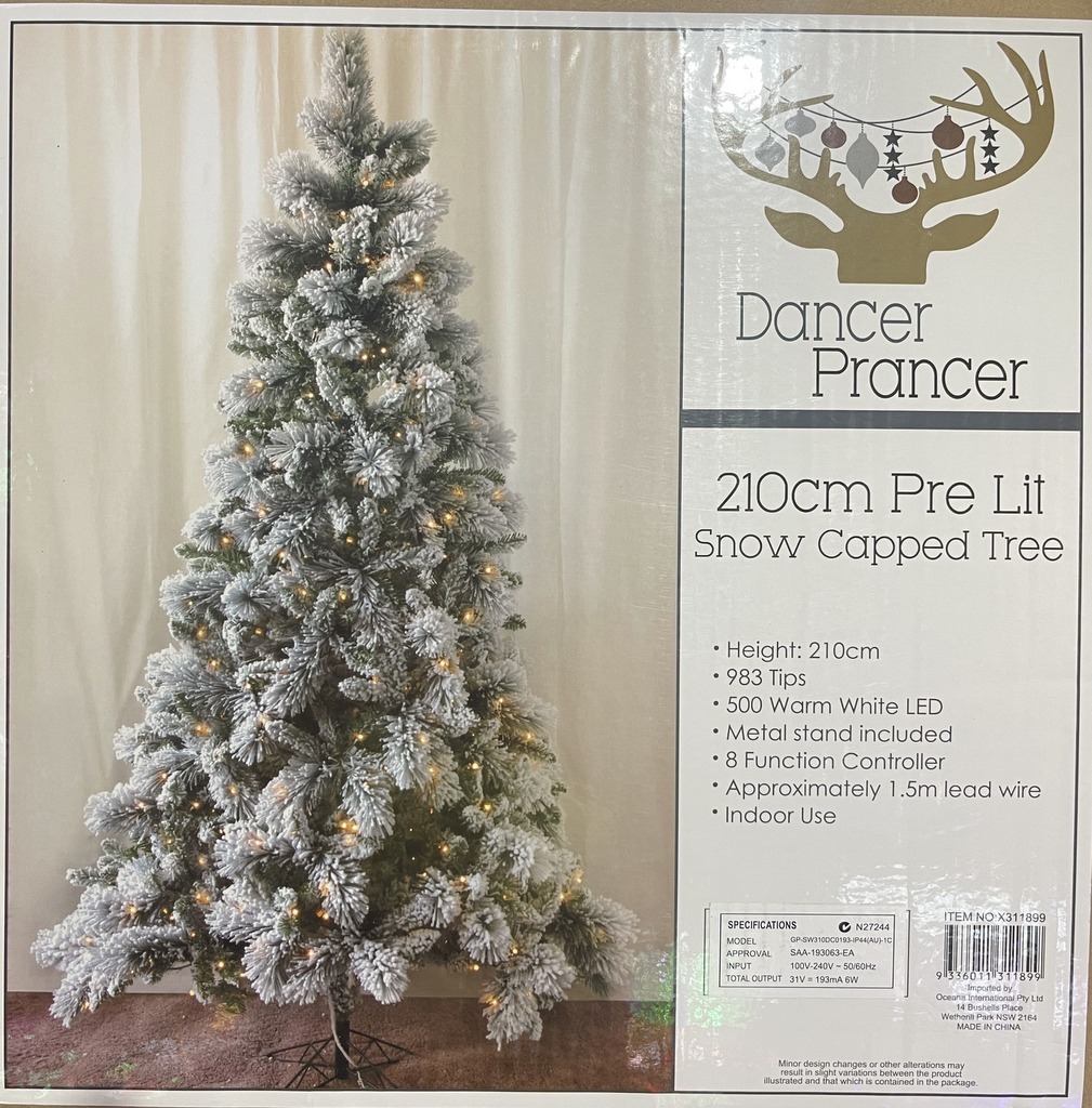 7’ Lit Pine Flocked Christmas Tree 500 bulbs