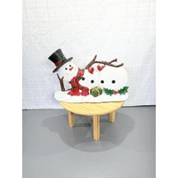 Laying 84cm long Resin Snowman (lit) 