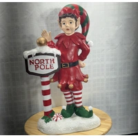 Resin Elf with North Pole Sign 