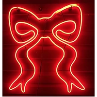 Neon Red Bow Rope Light Motif 