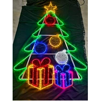 2m Christmas Tree Baubles Presents Rope Light Motif