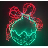 Green Bauble with Red Ribbon Rope Light Motif 