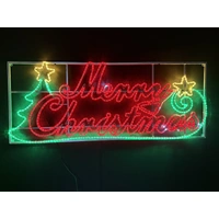 Merry Christmas with Tree Scroll and Stars Rope Light Motif 