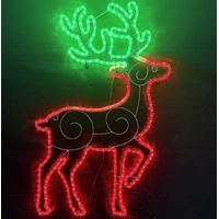 Red and Green Reindeer Rope Light Motif