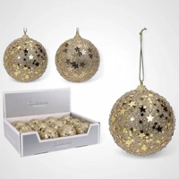 8cm Gold Glitter Polyfoam Bauble A
