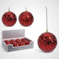 8cm Red Glitter Polyfoam Bauble A 
