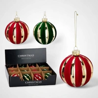 8cm Shiny Gold & Velvet Red Bauble 