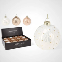 Glass Pearl Champagne Bauble w/Beads - 8cm