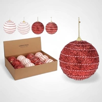 10cm Red & White Bauble C 