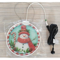 Acrylic Snowman Candy Cane Bauble Neon Motif - PREORDER FOR 2026