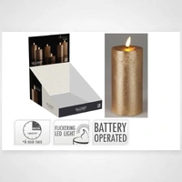 7.5cm x 15cm Gold Coated LED Candle 