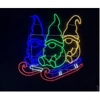 3 Gnomes on Sled Rope Light Motif 
