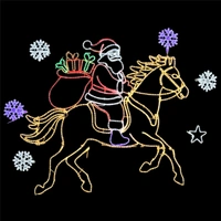 Santa on Horse/snowflakes Rope Light Motif 