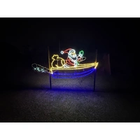 Large Santa in Speed Boat Rope Light Motif