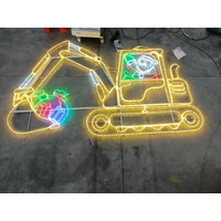 Santa in Excavator Rope Light Motif
