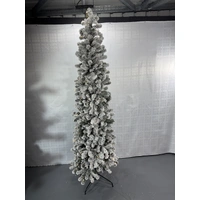 7.5 Foot Pre Lit Flocked Ultra Slim Balsam Artificial Christmas Tree
