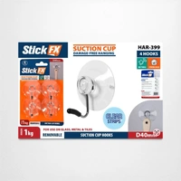 Suction Cup Hooks  - 4pce