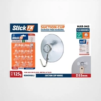 Suction Cup Hooks 33mm - 12pce