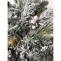 210cm Frosted Pine Lit Garland with Red Berries