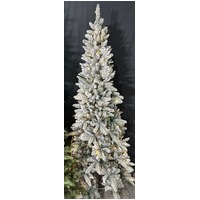 6 Foot Lit Slim Flocked Christmas Tree 