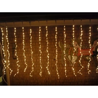 Warm White Curtain 3m x 2m -Green wire