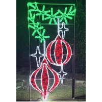 Garland with 2 Red Baubles 3 Stars Rope Light Motif 